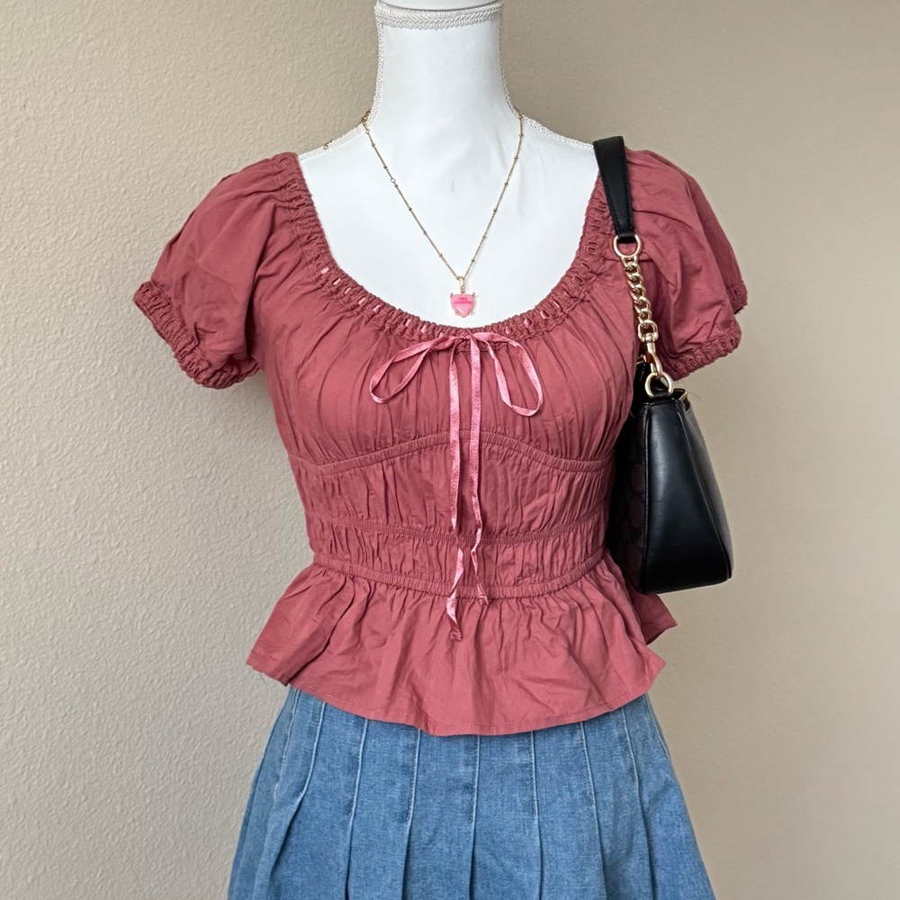 Women's Pink Smocked Top